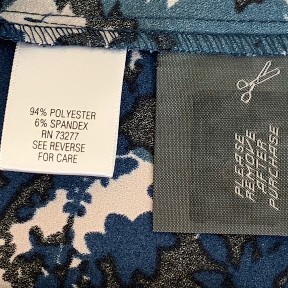 Simply Vera Wang Dress Blue Tan Floral A Line Long Sleeve Fit & Flare Size XS - Picture 13 of 14